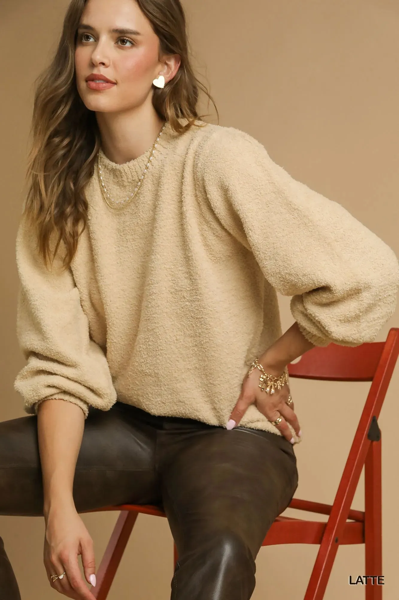 Umgee Textured Long Sleeve Sweater with Ribbed Trim sold by Charming Charlie product image thumbnail 5