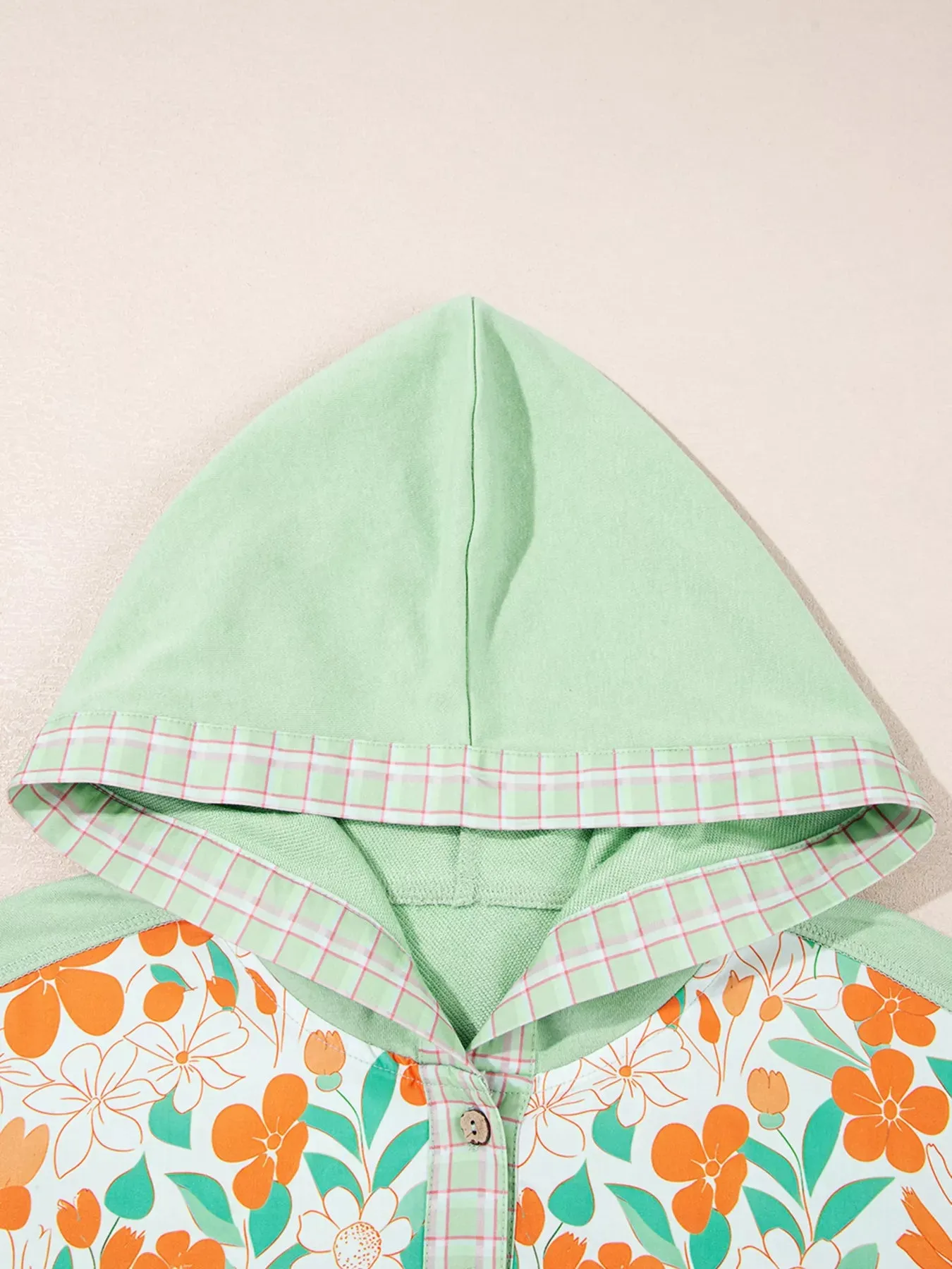 Lace Floral Patchwork Half Button Hooded Top sold by Charming Charlie product image thumbnail 4