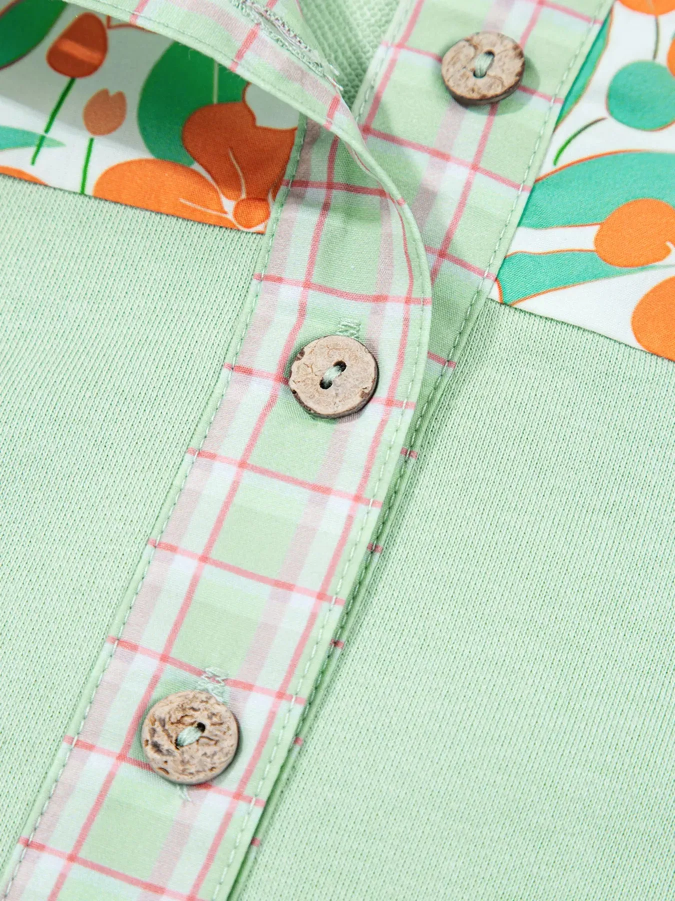 Lace Floral Patchwork Half Button Hooded Top sold by Charming Charlie product image thumbnail 5