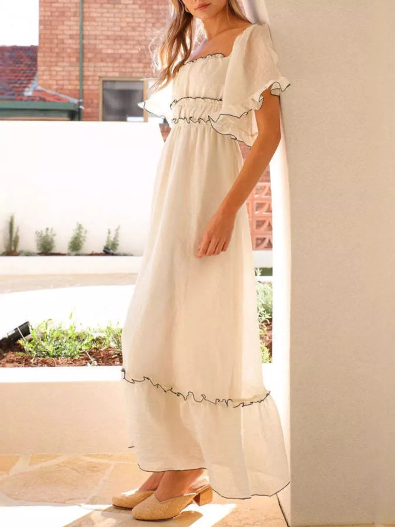 Ruffled Short Sleeve Tiered Maxi Dress sold by Charming Charlie product image thumbnail 2