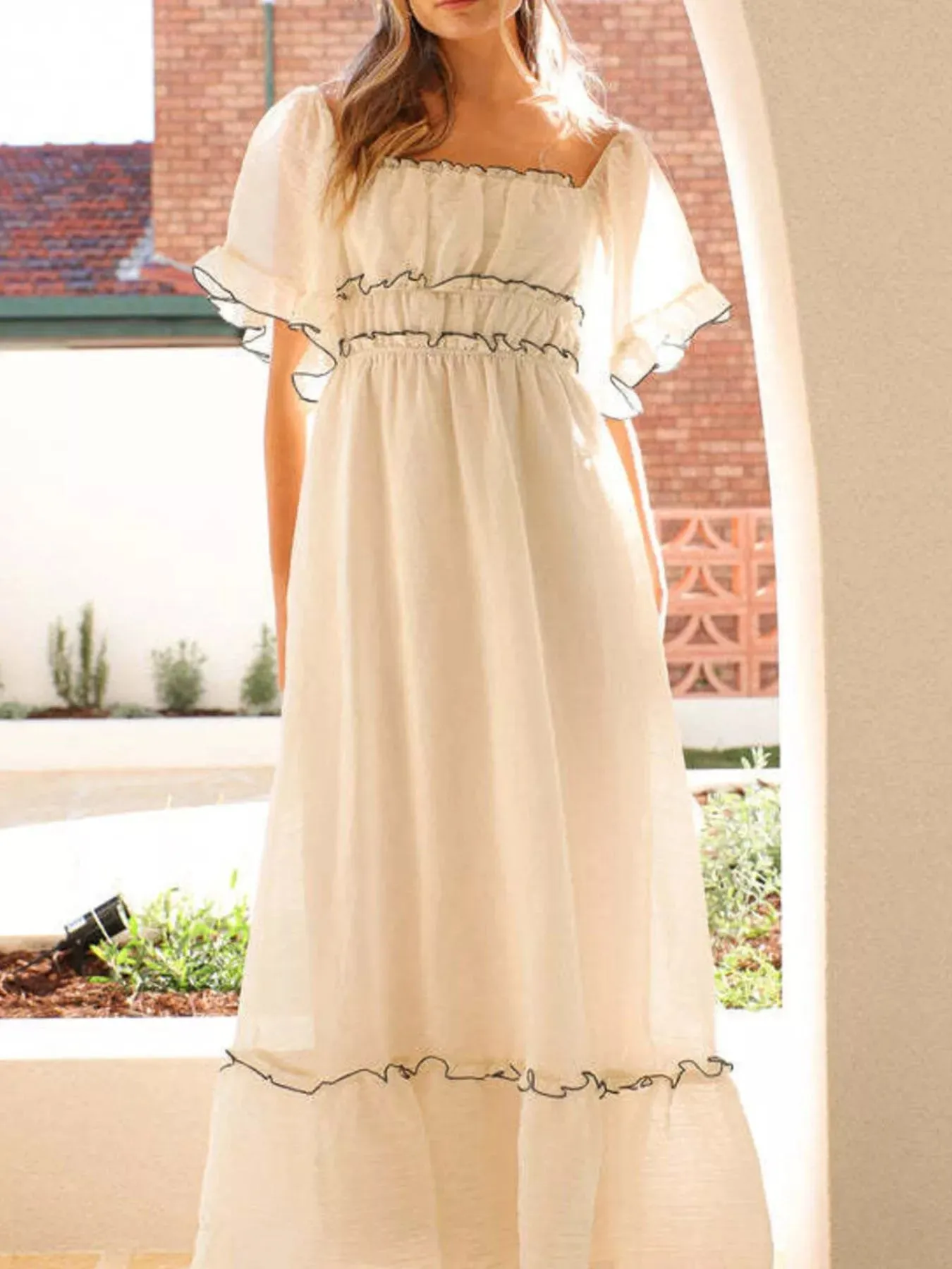 Ruffled Short Sleeve Tiered Maxi Dress sold by Charming Charlie product image thumbnail 3