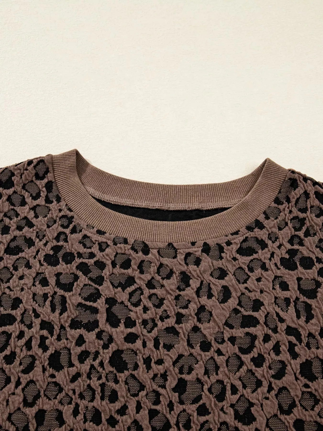 Ribbed Trim Leopard Print Long Sleeve Top sold by Charming Charlie product image thumbnail 4