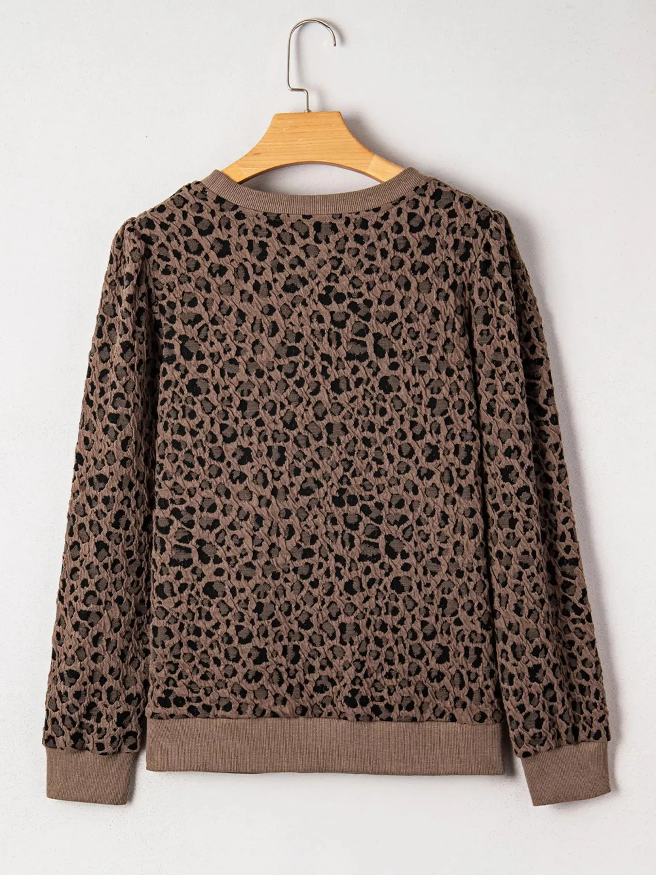 Ribbed Trim Leopard Print Long Sleeve Top sold by Charming Charlie product image thumbnail 2