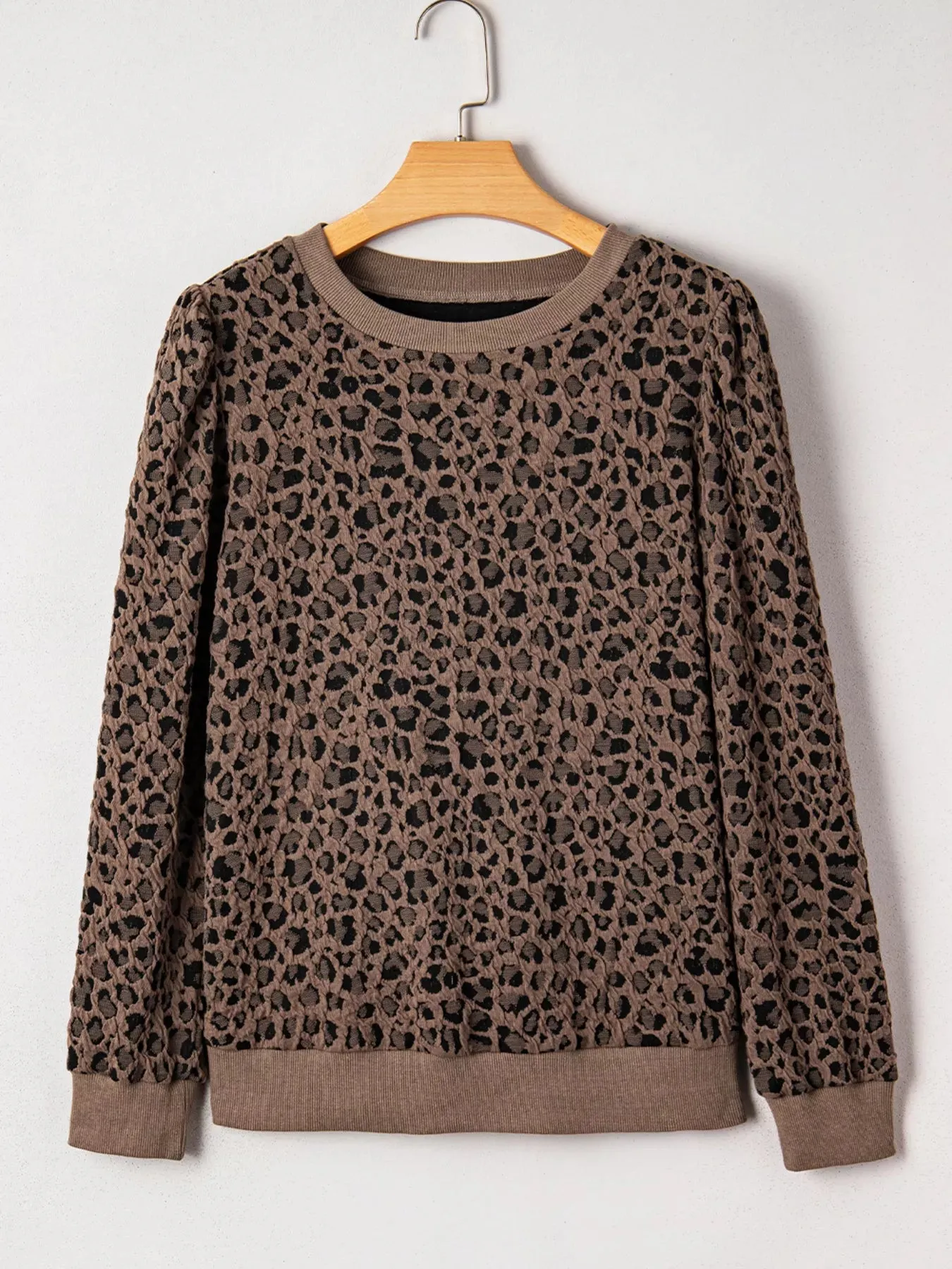 Ribbed Trim Leopard Print Long Sleeve Top sold by Charming Charlie product image thumbnail 3