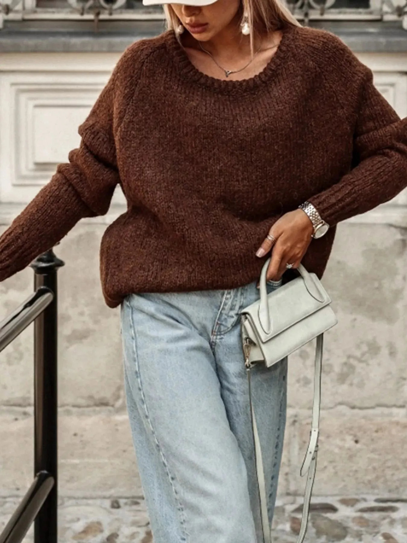 Round Neck Drop Shoulder Sweater sold by Charming Charlie product image thumbnail 4