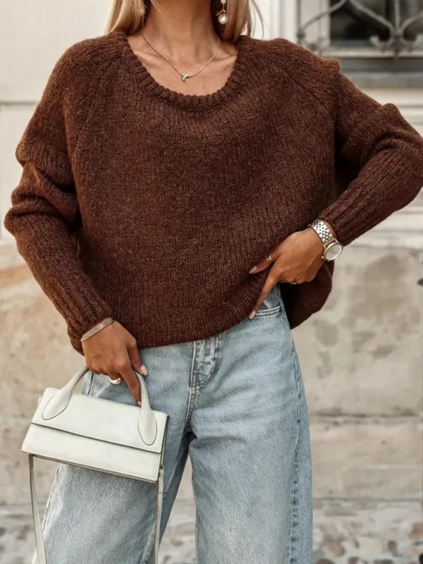 Round Neck Drop Shoulder Sweater sold by Charming Charlie