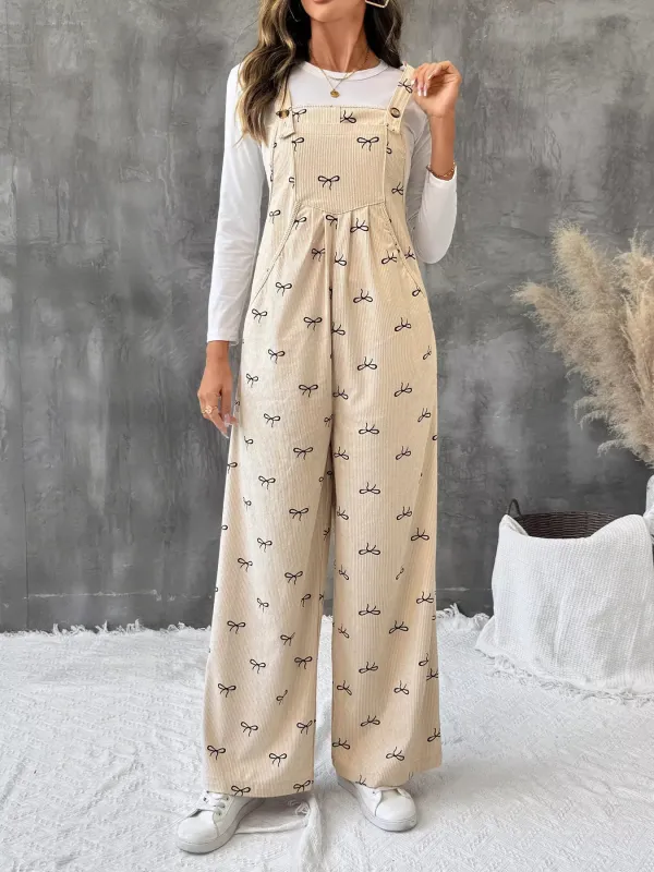 Bow Wide Leg Corduroy Overalls sold by Charming Charlie
