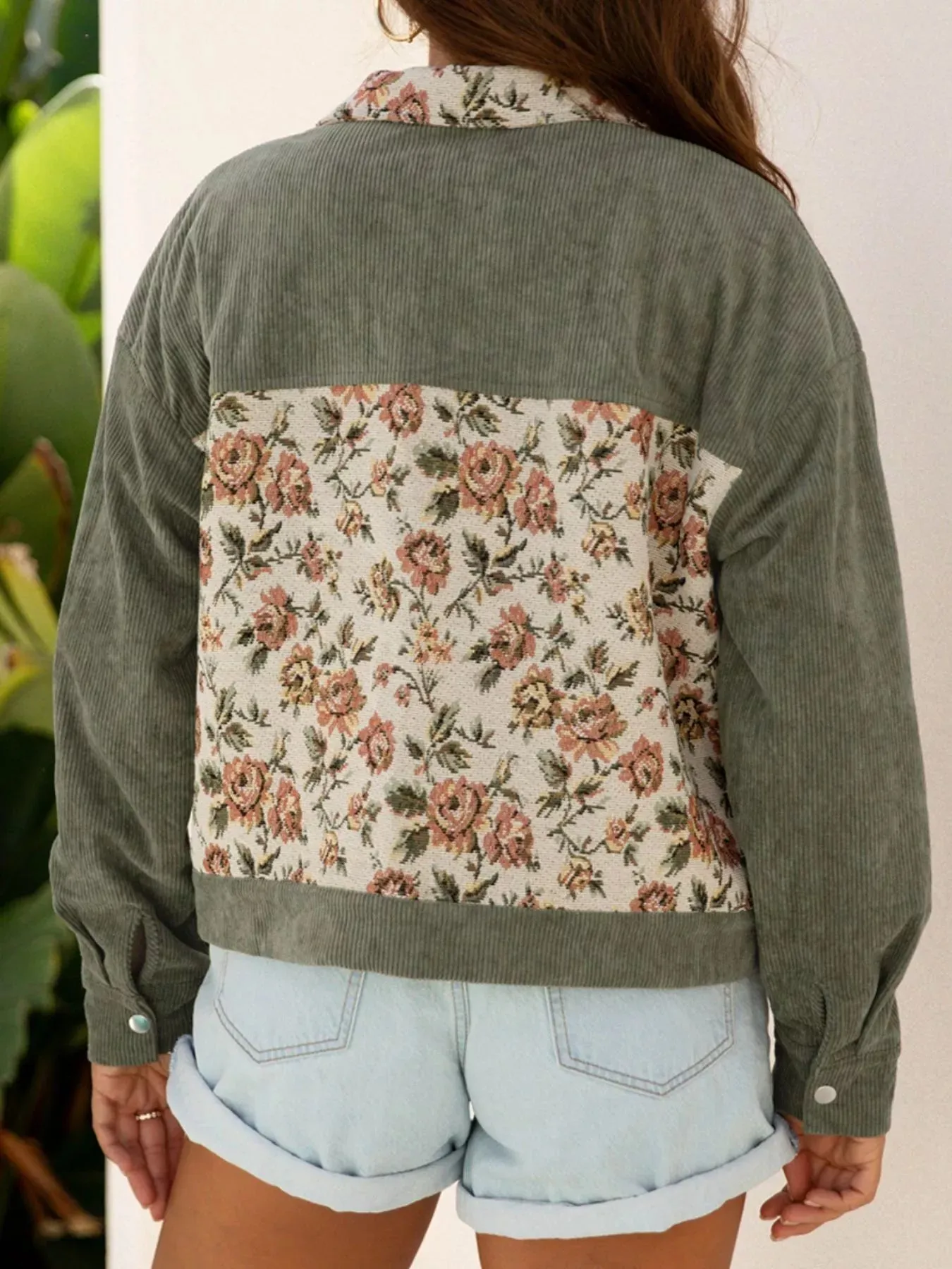 Floral Snap Down Corduroy Jacket sold by Charming Charlie product image thumbnail 3