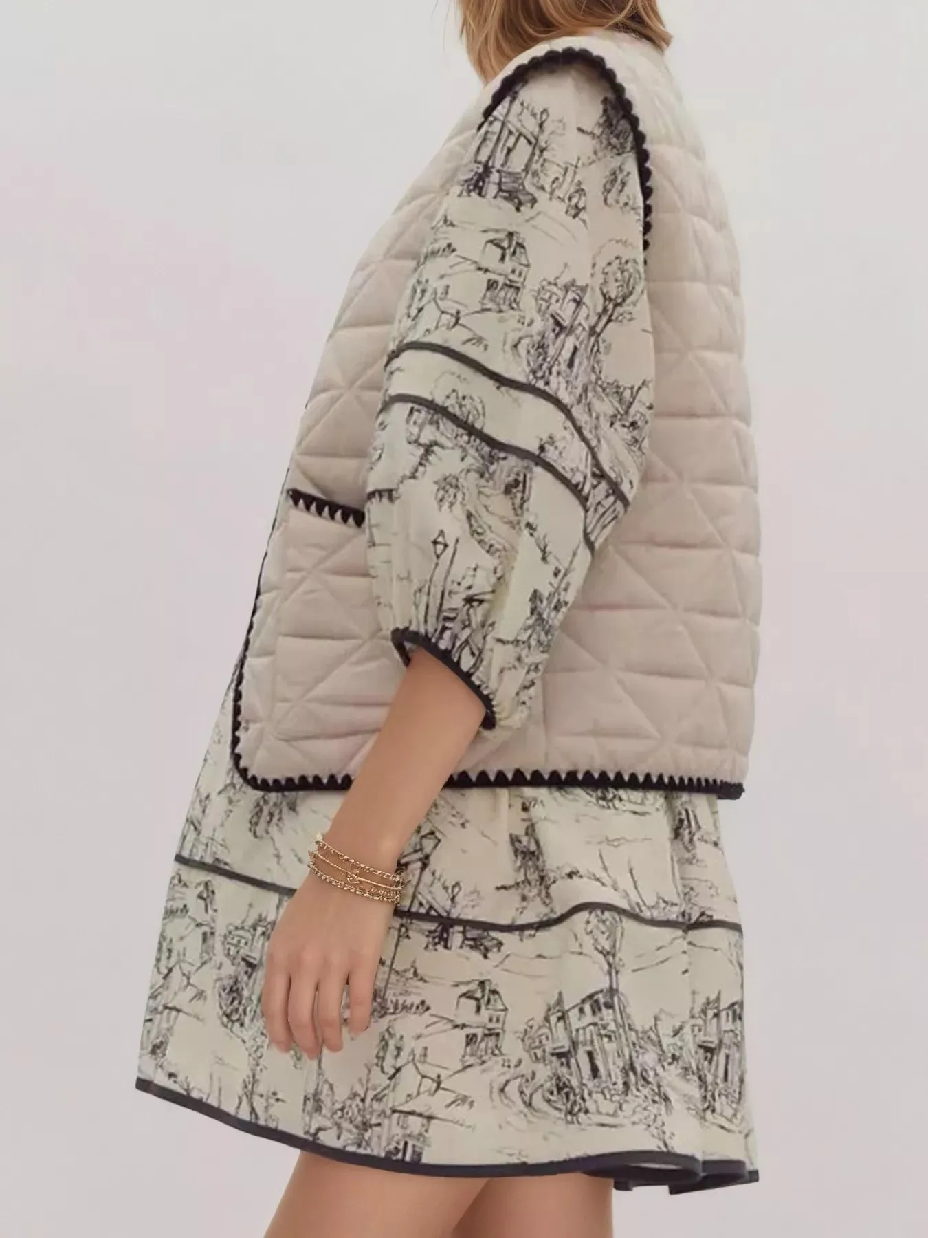 Textured Snap Down Vest Coat sold by Charming Charlie product image thumbnail 2