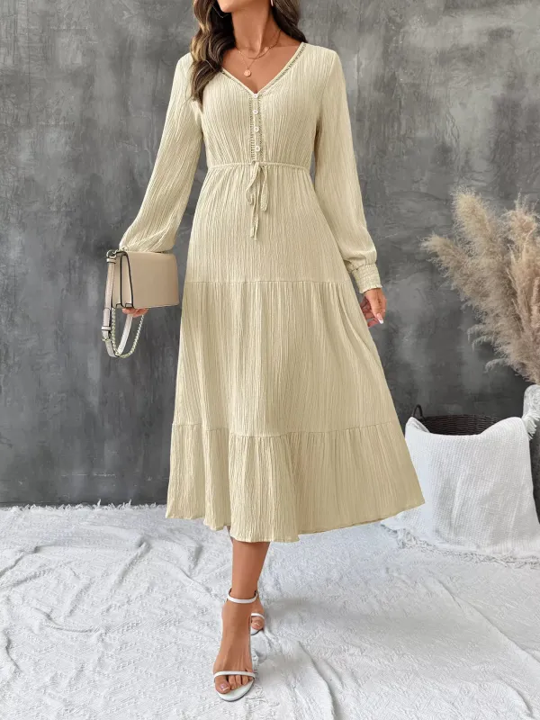 Tiered V-Neck Long Sleeve Dress sold by Charming Charlie