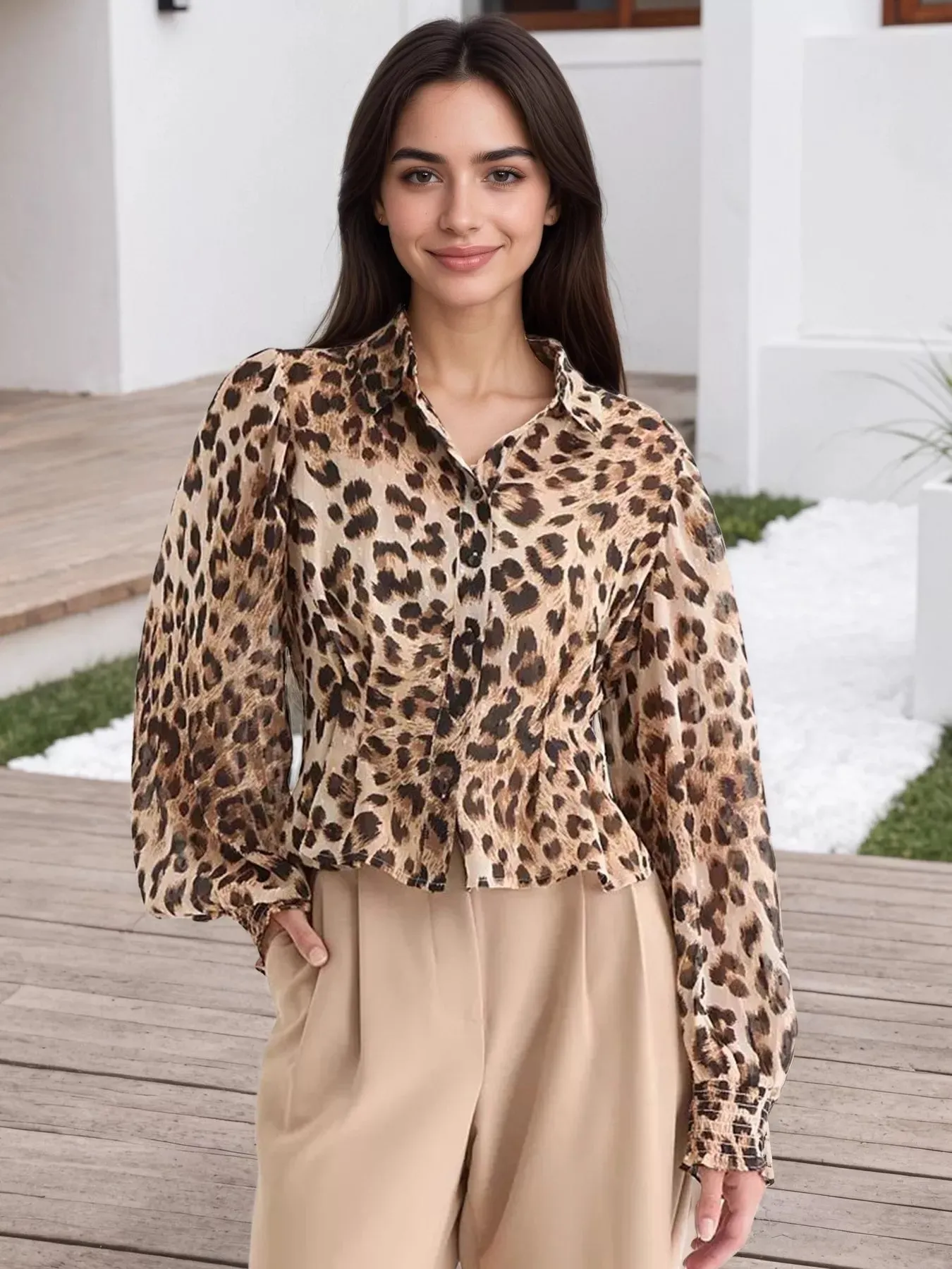 Leopard Button Up Shirt sold by Charming Charlie