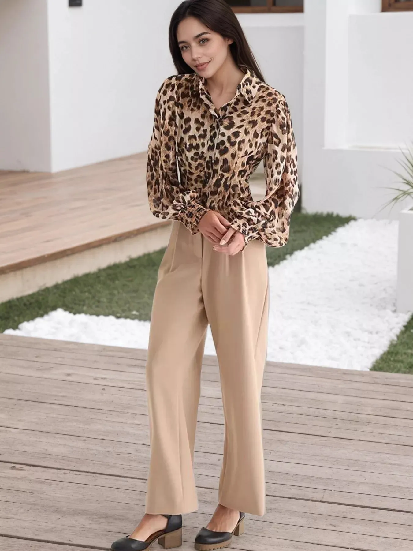Leopard Button Up Shirt sold by Charming Charlie product image thumbnail 3