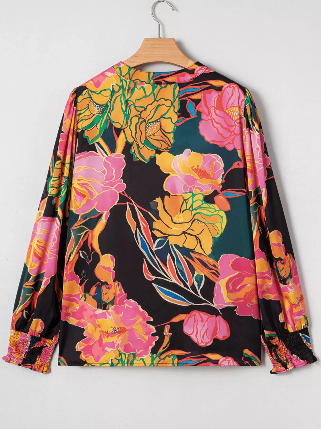 Floral Print Smocked Cuffs Puff Sleeve Blouse sold by Charming Charlie product image thumbnail 3