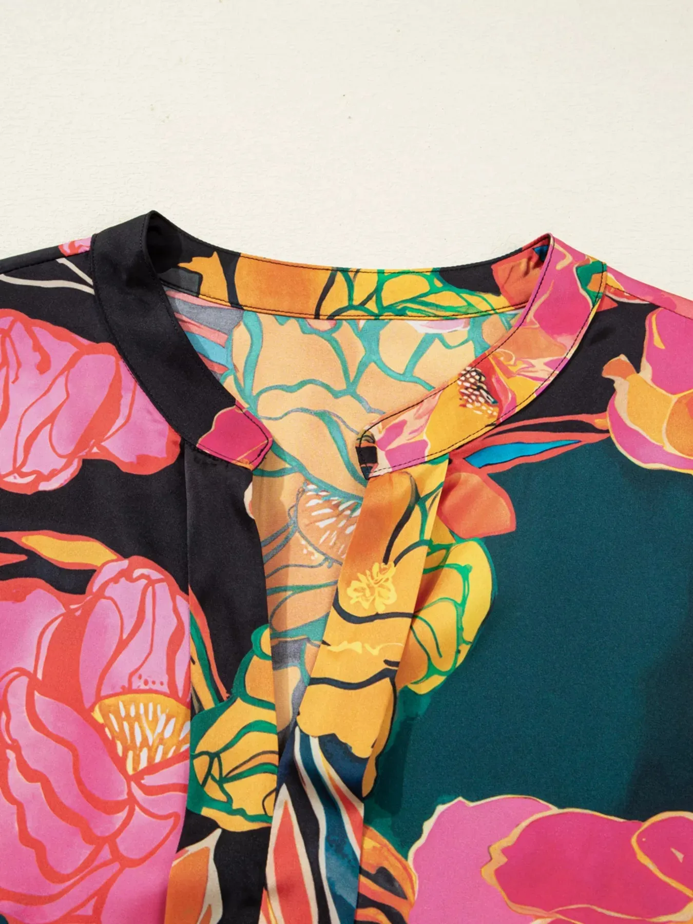 Floral Print Smocked Cuffs Puff Sleeve Blouse sold by Charming Charlie product image thumbnail 4