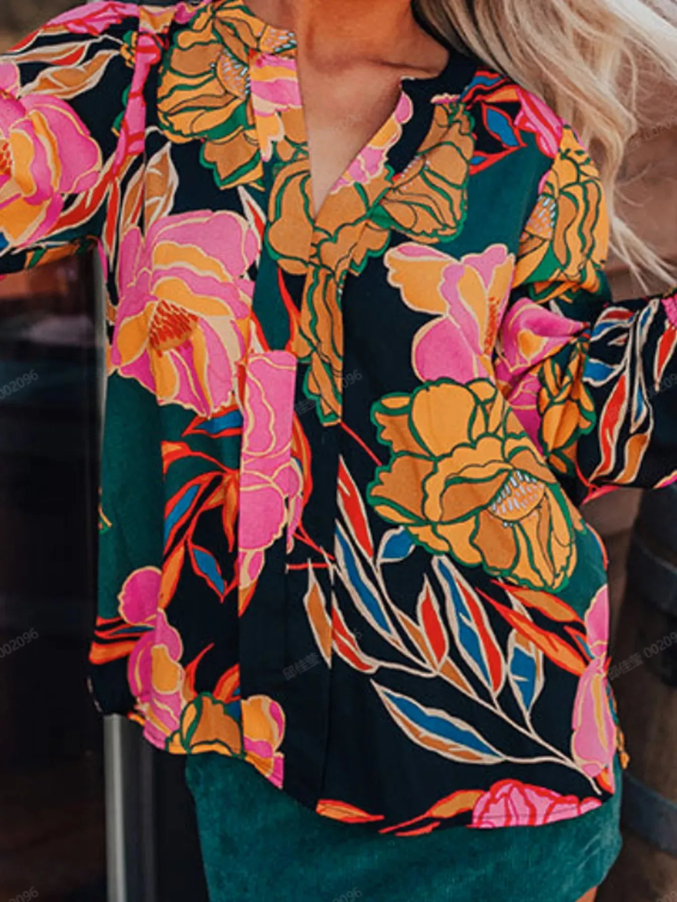 Floral Print Smocked Cuffs Puff Sleeve Blouse sold by Charming Charlie