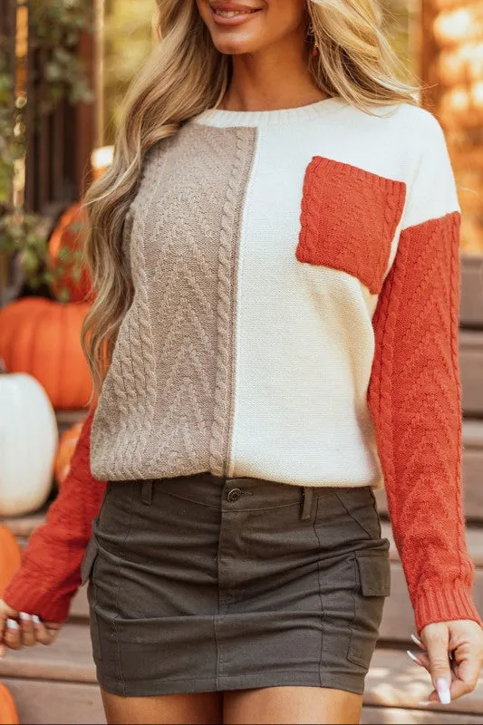 Colorblock Patch Pocket Sweater sold by Charming Charlie