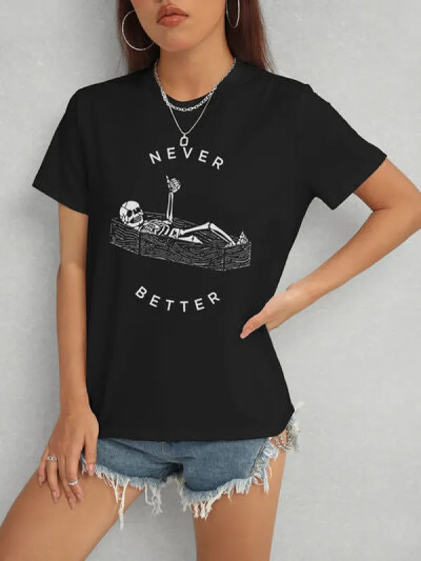Skull Round Neck Short Sleeve T-Shirt sold by Charming Charlie