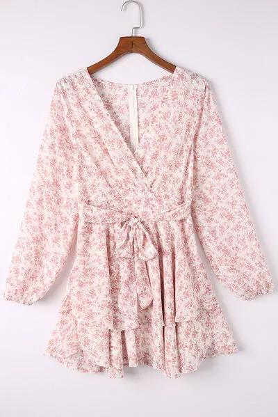 Floral Surplice Balloon Sleeve Layered Dress sold by Charming Charlie product image thumbnail 5