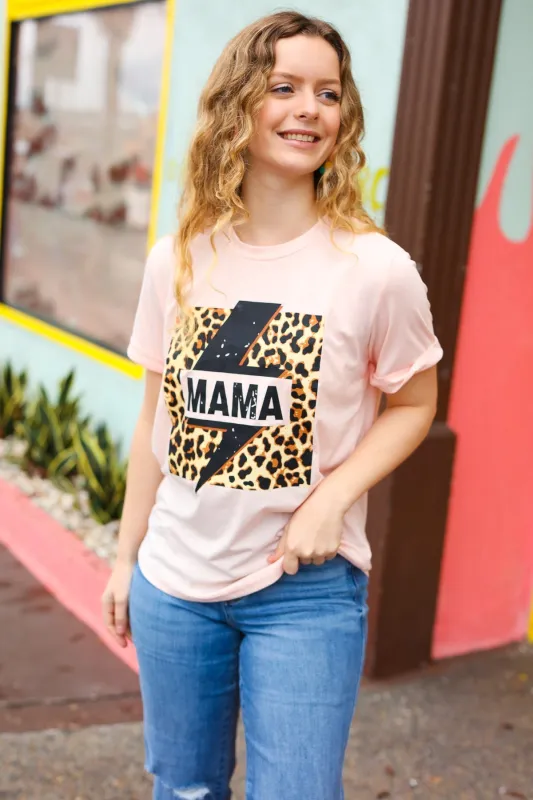 Peach "Mama" Animal Print Graphic Tee sold by Charming Charlie
