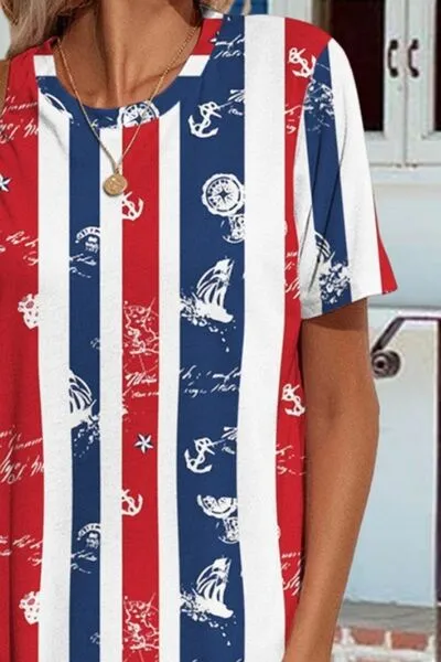 Pocketed Striped Round Neck Short Sleeve Dress sold by Charming Charlie product image thumbnail 3