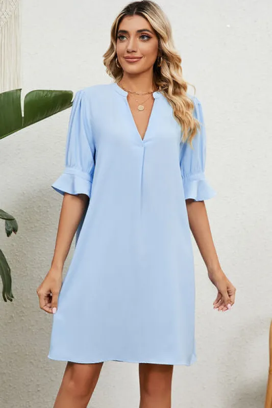 Notched Flounce Sleeve Mini Dress sold by Charming Charlie