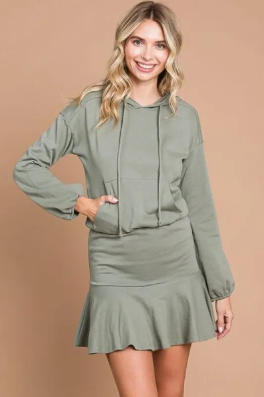 Culture Code Full Size Drawstring Dropped Shoulder Hooded Mini Dress sold by Charming Charlie