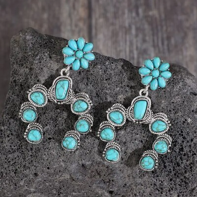 Artificial Turquoise Alloy Dangle Earrings sold by Charming Charlie