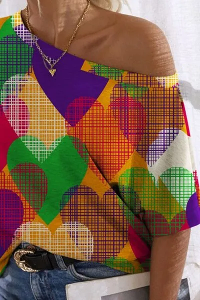 Heart Single Shoulder Short Sleeve T-Shirt sold by Charming Charlie product image thumbnail 3