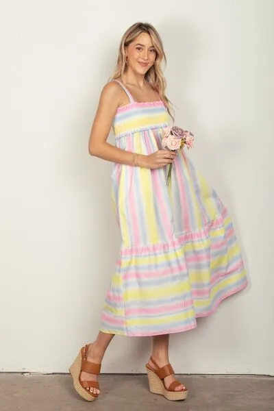 VERY J Striped Woven Smocked Midi Cami Dress sold by Charming Charlie product image thumbnail 4
