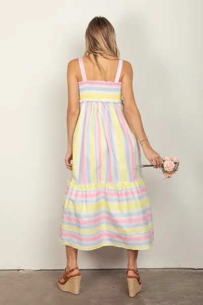 VERY J Striped Woven Smocked Midi Cami Dress sold by Charming Charlie product image thumbnail 2