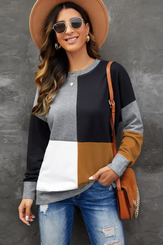 Color Block Round Neck Sweatshirt sold by Charming Charlie