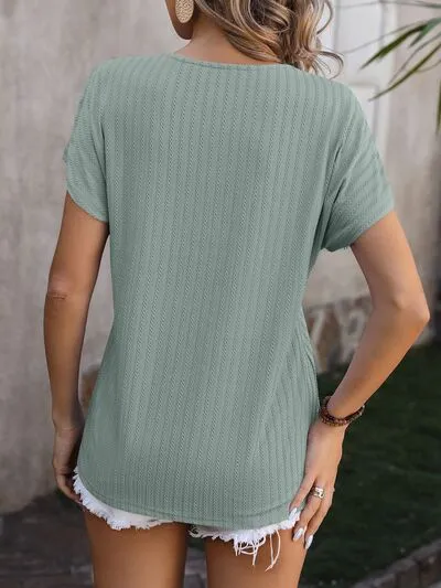 Textured Surplice Short Sleeve Blouse sold by Charming Charlie product image thumbnail 2