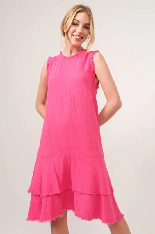 And The Why Washed Fringe Detail Tiered Dress sold by Charming Charlie