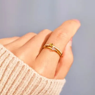 18K Gold-Plated 925 Sterling Silver Double-Layered Ring sold by Charming Charlie product image thumbnail 2
