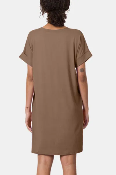 Zenana Rolled Short Sleeve V-Neck Dress sold by Charming Charlie product image thumbnail 2