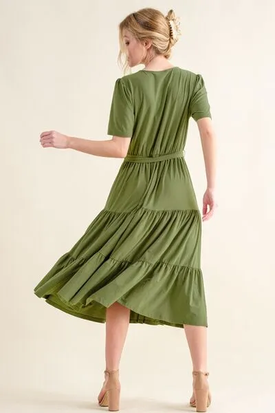 And The Why Soft Short Sleeve Tiered Midi Dress sold by Charming Charlie product image thumbnail 2