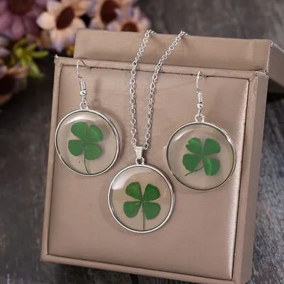 Lucky Clover Alloy Acrylic Earrings and Necklace Jewelry Set sold by Charming Charlie product image thumbnail 4