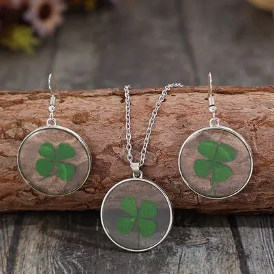 Lucky Clover Alloy Acrylic Earrings and Necklace Jewelry Set sold by Charming Charlie product image thumbnail 2