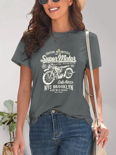 Motorcycle Graphic Round Neck T-Shirt sold by Charming Charlie product image thumbnail 3