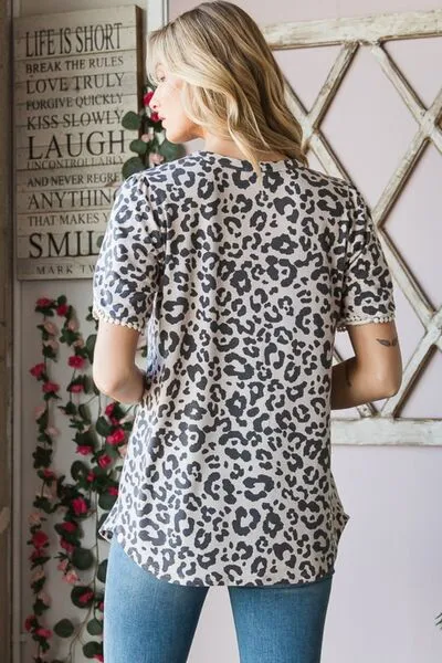 Heimish Leopard Round Neck Petal Sleeve T-Shirt sold by Charming Charlie product image thumbnail 2