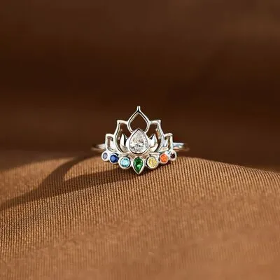 925 Sterling Silver Inlaid Zircon Lotus Shape Ring sold by Charming Charlie product image thumbnail 3