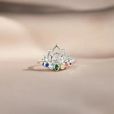 925 Sterling Silver Inlaid Zircon Lotus Shape Ring sold by Charming Charlie product image thumbnail 4