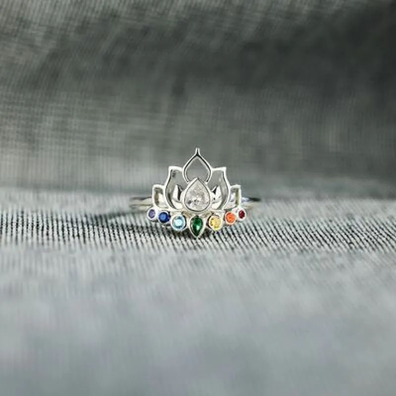 925 Sterling Silver Inlaid Zircon Lotus Shape Ring sold by Charming Charlie