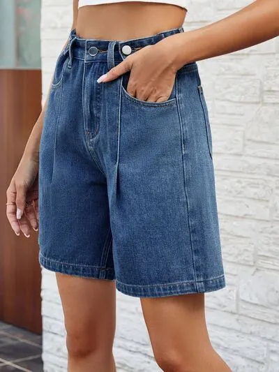 High Waist Denim Shorts with Pockets sold by Charming Charlie product image thumbnail 4