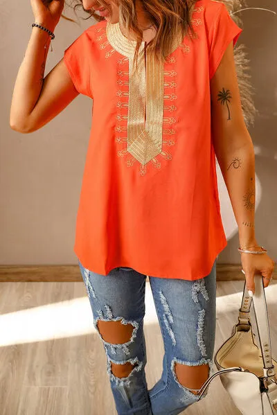 Embroidered Short Sleeve Blouse sold by Charming Charlie product image thumbnail 2