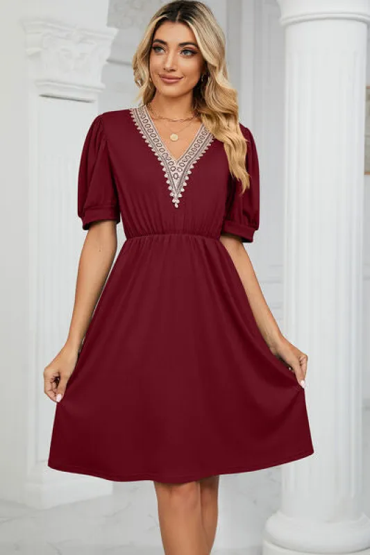 V-Neck Puff Sleeve Dress sold by Charming Charlie