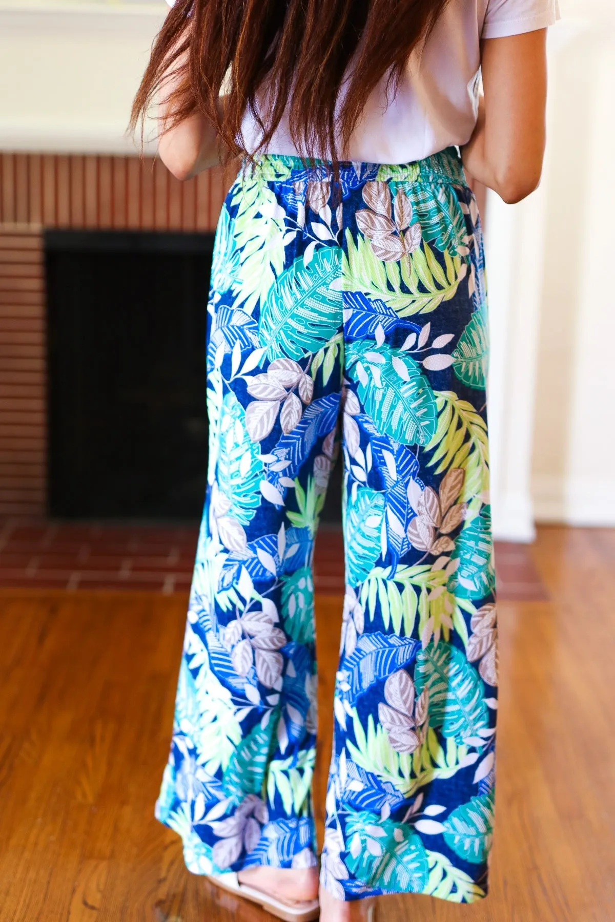 Tropical Boho Smocked Waist Side Slit Palazzo Pants sold by Charming Charlie product image thumbnail 2