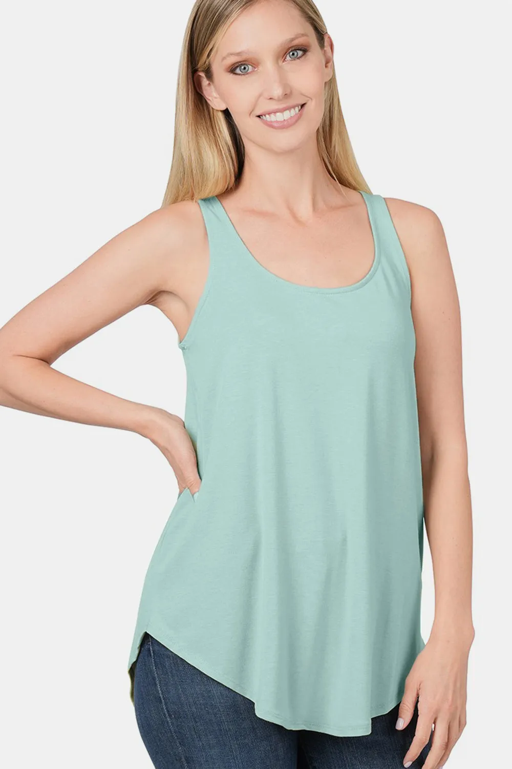 Zenana Round Neck Curved Hem Tank sold by Charming Charlie product image thumbnail 3