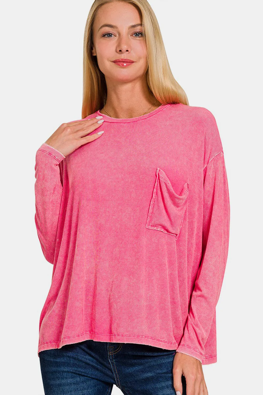 Zenana Round Neck Long Sleeve T-Shirt sold by Charming Charlie