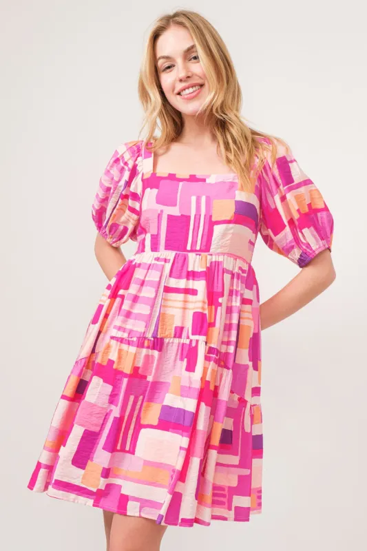 And The Why Color Block Puff Sleeve Dress sold by Charming Charlie